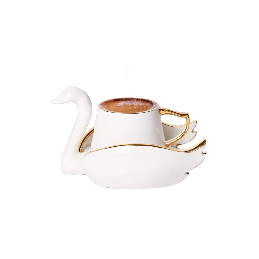 Karaca Swan mit 2 Espressotassen-Set