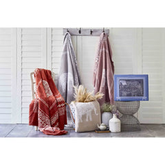 Karaca Home Festival Oversized Cotton Blanket for 2 Persons - Brick Red