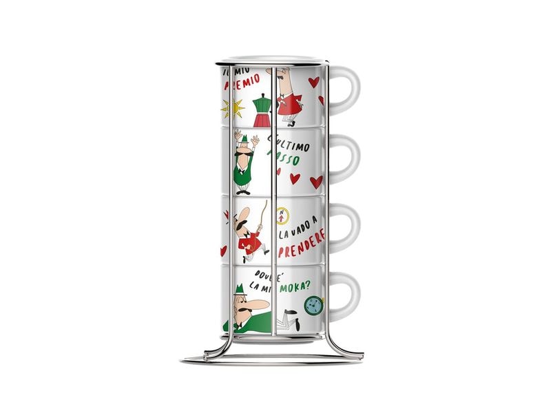 Bialetti Cappuccino Tassen Set 265 ml, 4 Stück, Mehrfarbig