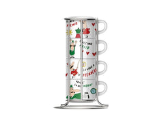 Bialetti Cappuccino Tassen Set 265 ml, 4 Stück, Mehrfarbig
