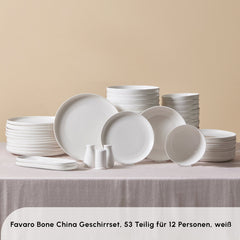Karaca Streamline Favaro 53-teiliges Geschirrset – Weiss | Für 12 Personen