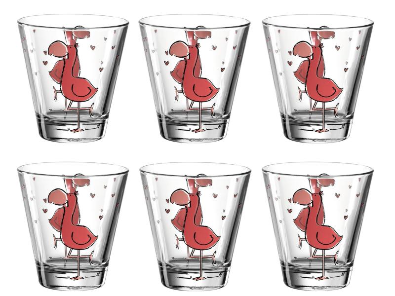 Leonardo Kindertrinkglas Bambini Flamingo, 215 ml, 6 Stück