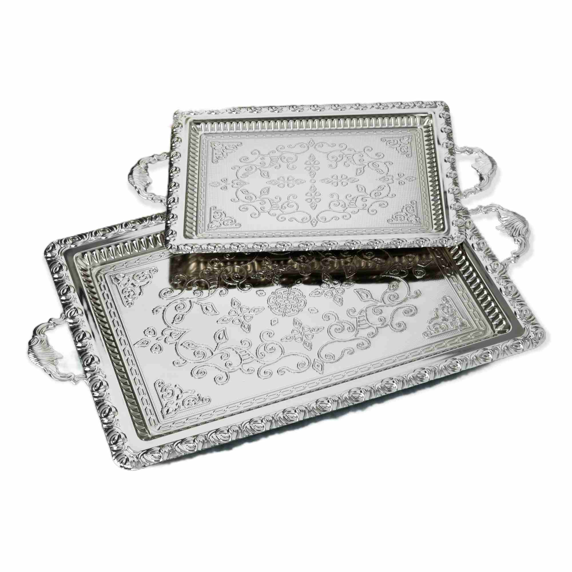DALGIC GÜMÜS 2210SET2 – 2-teiliges rechteckiges Metallserviertablett