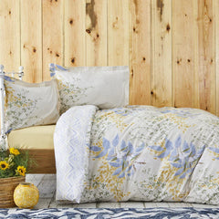 Karaca Clarinda Bettwäsche-Set für Doppelbett Beige aus 100 % Baumwolle mit Spannbettlaken