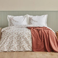 Karaca Mizu Bettwäsche-Set mit Tagesdecke für Doppelbett Mehrfarbig aus 100 % Baumwolle