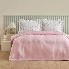 Karaca Lidya Tagesdecken-Set für Einzelbett Rosa aus 100 % Baumwolle, 3-teilig