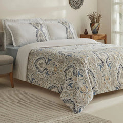 Karaca Lemy Satin Bettwäsche-Set für Doppelbett Blau aus 100 % Baumwolle