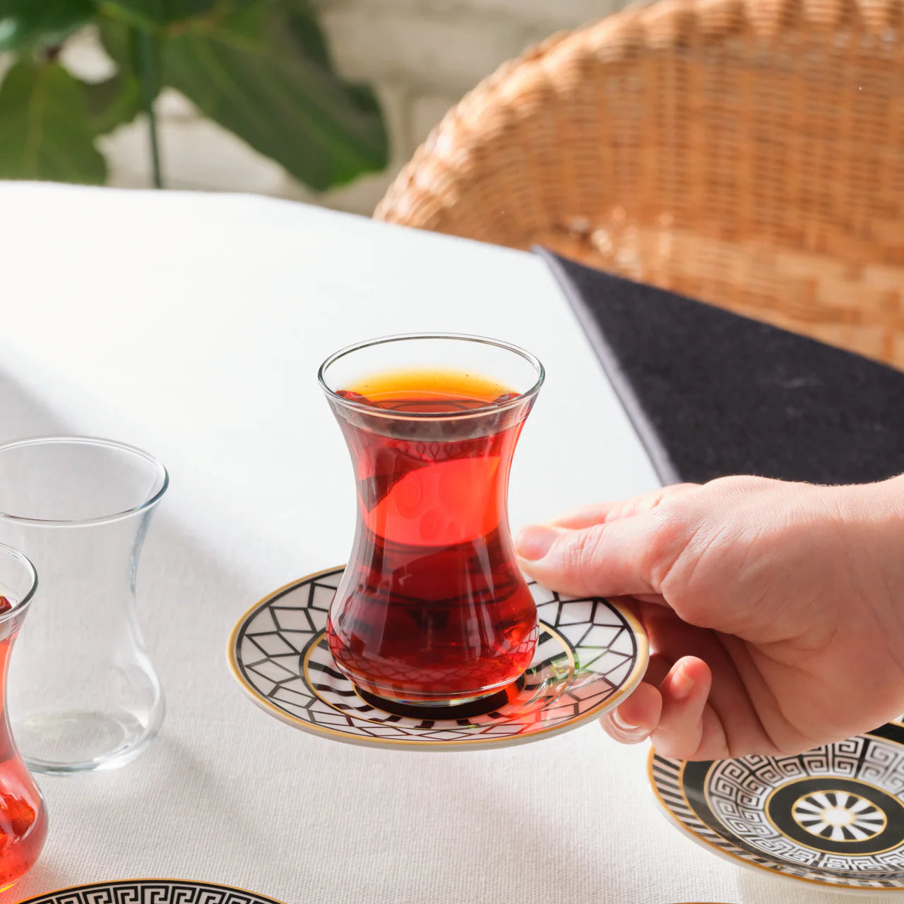 Karaca Helenstik 12-teiliges Teeglas-Set, Schwarz Gold