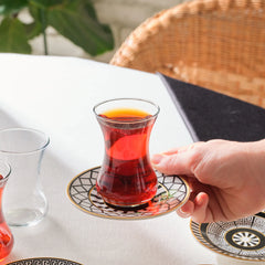 Karaca Helenstik 12-teiliges Teeglas-Set, Schwarz Gold