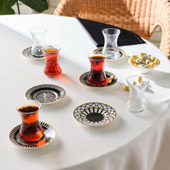 Karaca Helenstik 12-teiliges Teeglas-Set, Schwarz Gold