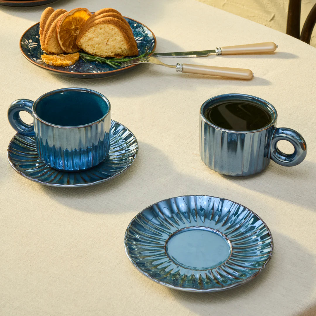 Karaca Arthur Teetassen Set Marineblau, 4-teilig