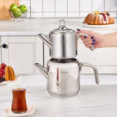 Karaca New Mani Teekannen-Set Large aus Edelstahl, 3-teilig