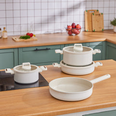 Karaca Swiss Crystal Ceramica Valenti Kochgeschirr-Set Induktionsgeeignet, 7-teilig