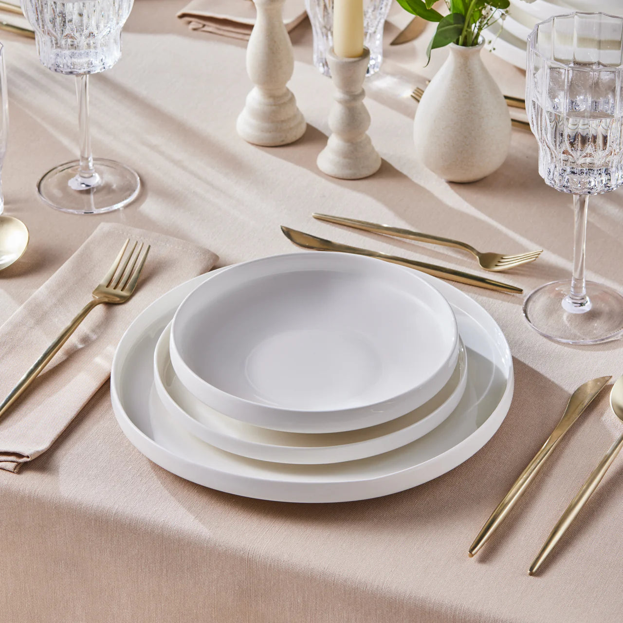 Karaca Streamline New Saturn Weiss 24-teiliges Tafelservice, 6 Personen