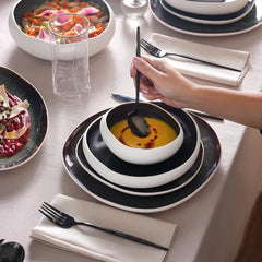 Karaca Earth Collection Galactic 55-teiliges Tafelservice für 12 Personen – Weiss
