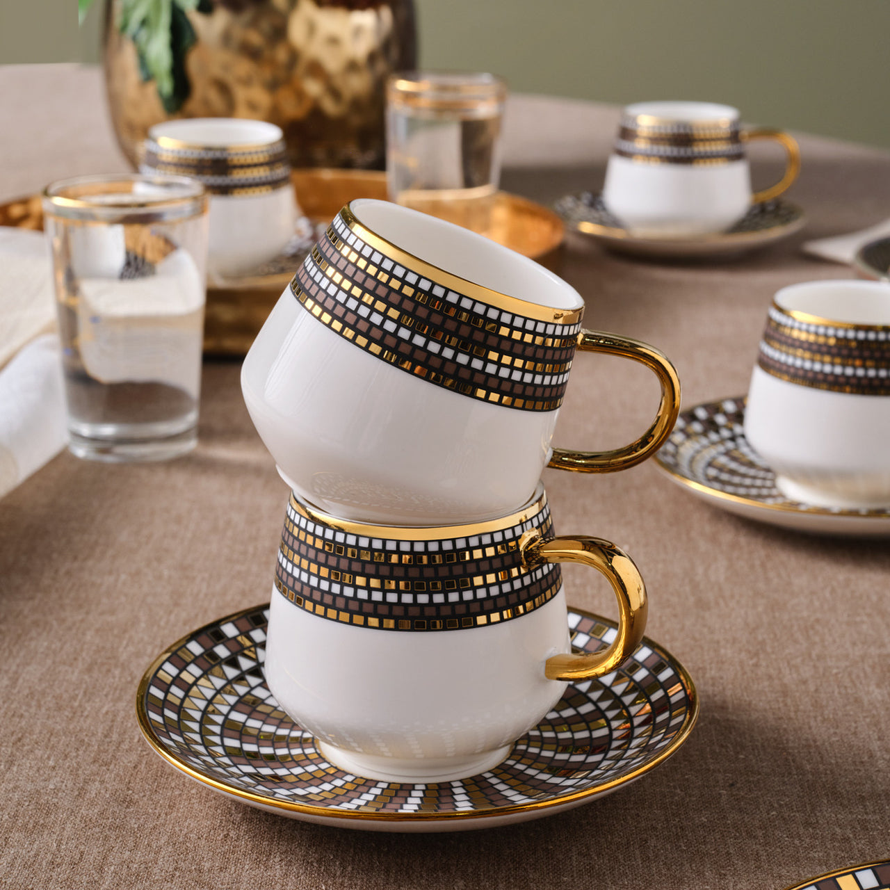 Karaca Belgin Kaffeetassenset, 12-teilig, für 6 Personen, 90 ml