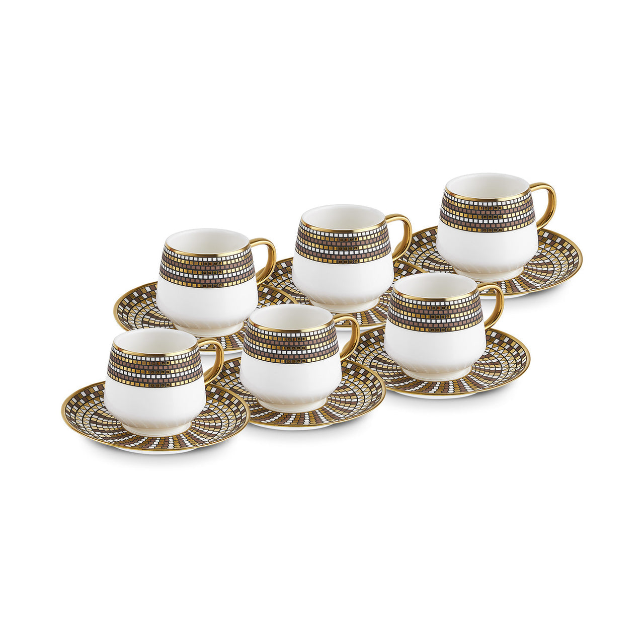 Karaca Belgin Kaffeetassenset, 12-teilig, für 6 Personen, 90 ml
