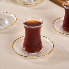 Karaca Juliet Teegläser-Set mit Goldrand für 6 Personen, 12-teilig, 170 ml