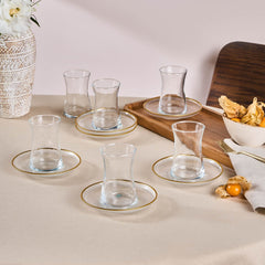 Karaca Juliet Teegläser-Set mit Goldrand für 6 Personen, 12-teilig, 170 ml
