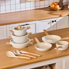 Karaca Swiss Crystal Almond Cream – 12-teiliges Kochgeschirr-Set mit Antihaftbeschichtung