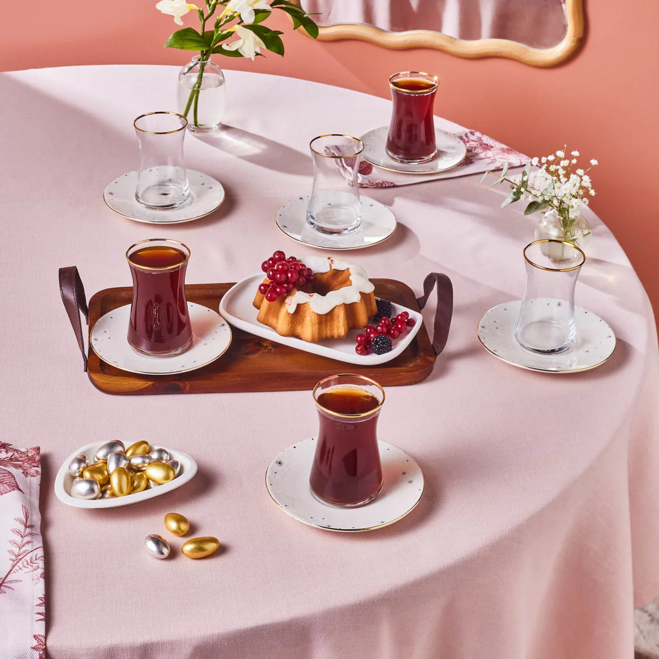 Karaca Fleur Gold 12-teiliges Teeservice für 6 Personen
