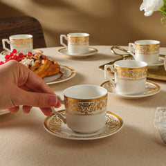 Karaca Nur Kaffeetassen-Set – 12-teilig für 6 Personen, 100 ml