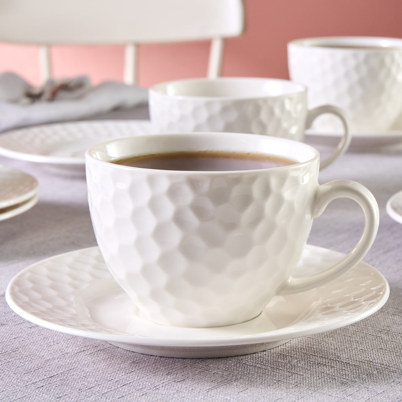 Karaca Nora Embossed Teetassen-Set für 6 Personen, 220 ml