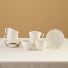 Karaca Nina Embossed Teetassen-Set für 6 Personen, 220 ml