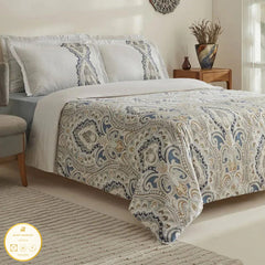 Karaca Lemy Satin Bettwäsche-Set für Doppelbett Blau aus 100 % Baumwolle
