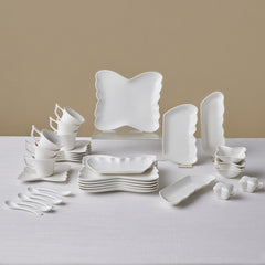 Karaca Stream Bone China Pieris Servierset für 6 Personen, 34-teilig