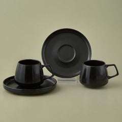 Karaca Streamline Saturn Espressotassen-Set für 2 Personen, 4-teilig, Mattschwarz