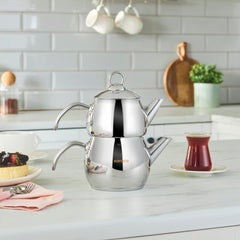 Karaca Adelya metal teapot set in small size 