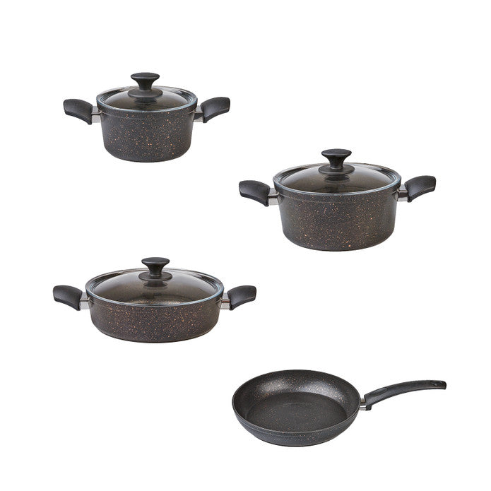 Biogranit Blackgold V1 Kochgeschirr-Set, 7-teilig