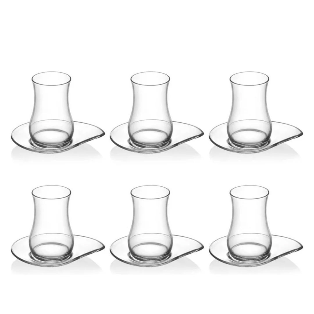 LAV Eva 12-teiliges türkisches Teeglas Set – Mit Gläsern und Untertassen aus Glas