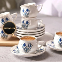 Karaca İznik New Form Coffee Cup Set for 6 Persons 90 ml 