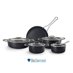 Karaca Mastermaid BioDiamond Induction-Based Cookware Set, Glossy Black, 9-Piece