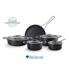 Karaca Mastermaid BioDiamond Induction-Based Cookware Set, Glossy Black, 9-Piece