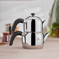 Karaca Edge Mini Teekannen-Set Schwarz aus Edelstahl, 3-teilig