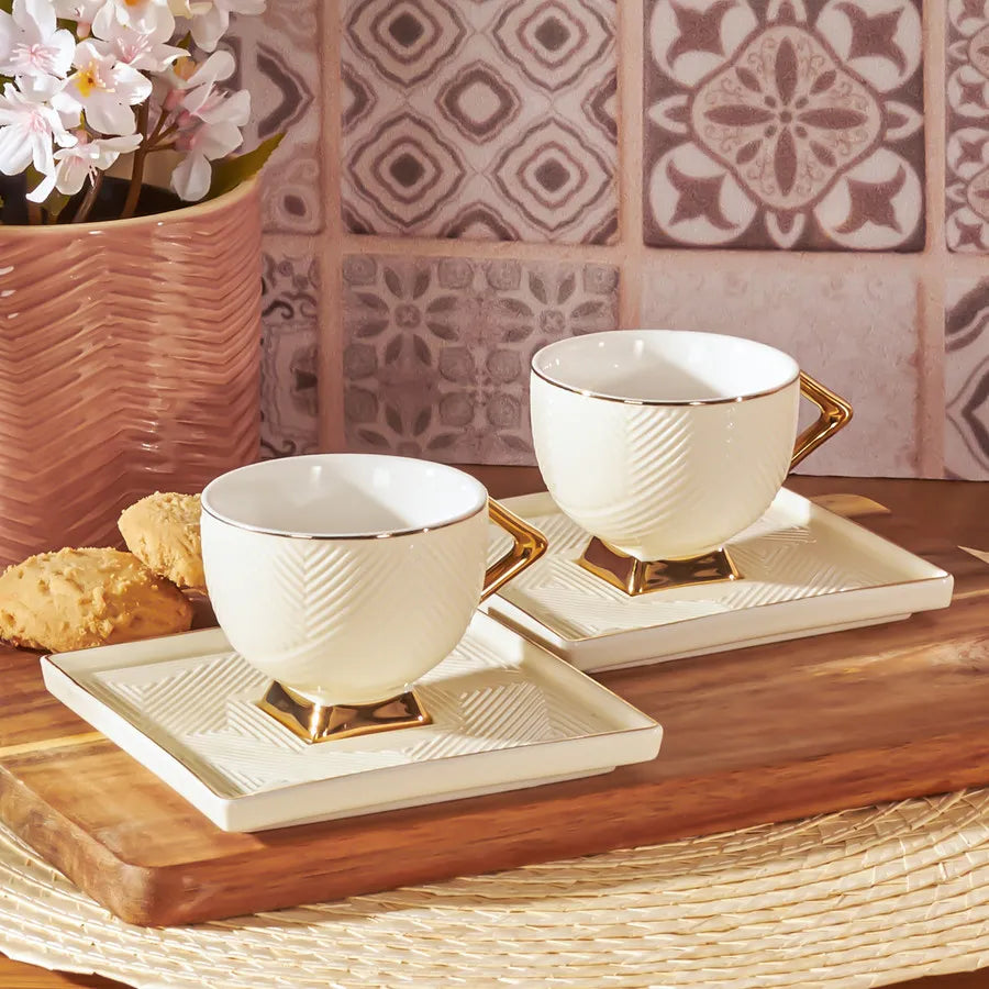 Karaca Art Deco Cream for 2 persons coffee cups set