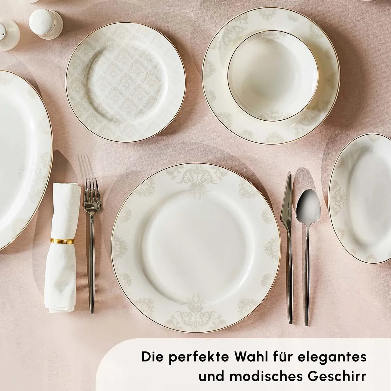 Karaca Siena New Generation Bone Gold Geschirrset, 56-teilig, 12-Personen