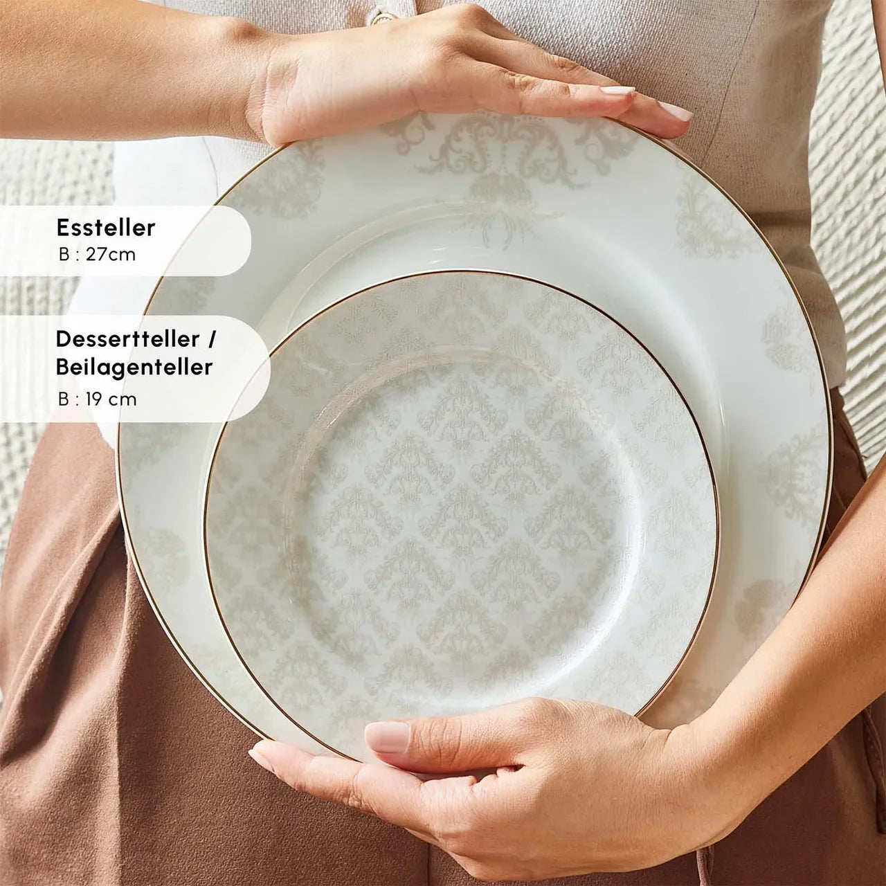 Karaca Siena New Generation Bone Gold Geschirrset, 56-teilig, 12-Personen