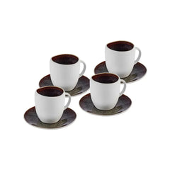 Karaca Galactic Reactive Glaze für 4 Personen Espresso Türkische Kaffeetasse Set, 8 Teilig, Weiss, 100 ml