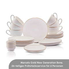 Karaca Elegance Bone Marcelo Frühstücksset für 6 Personen, 26-teilig