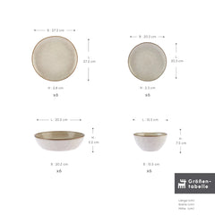 Karaca Aria Beige Reactive Geschirrset für 6 Personen, 24-teilig