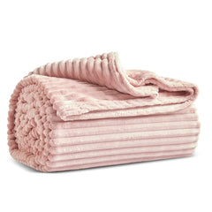 Karaca Ruby Stripe Wellsoft Einzeldecke Rosa, 150 × 200 cm