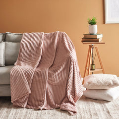 Karaca Ruby Stripe Wellsoft Einzeldecke Rosa, 150 × 200 cm