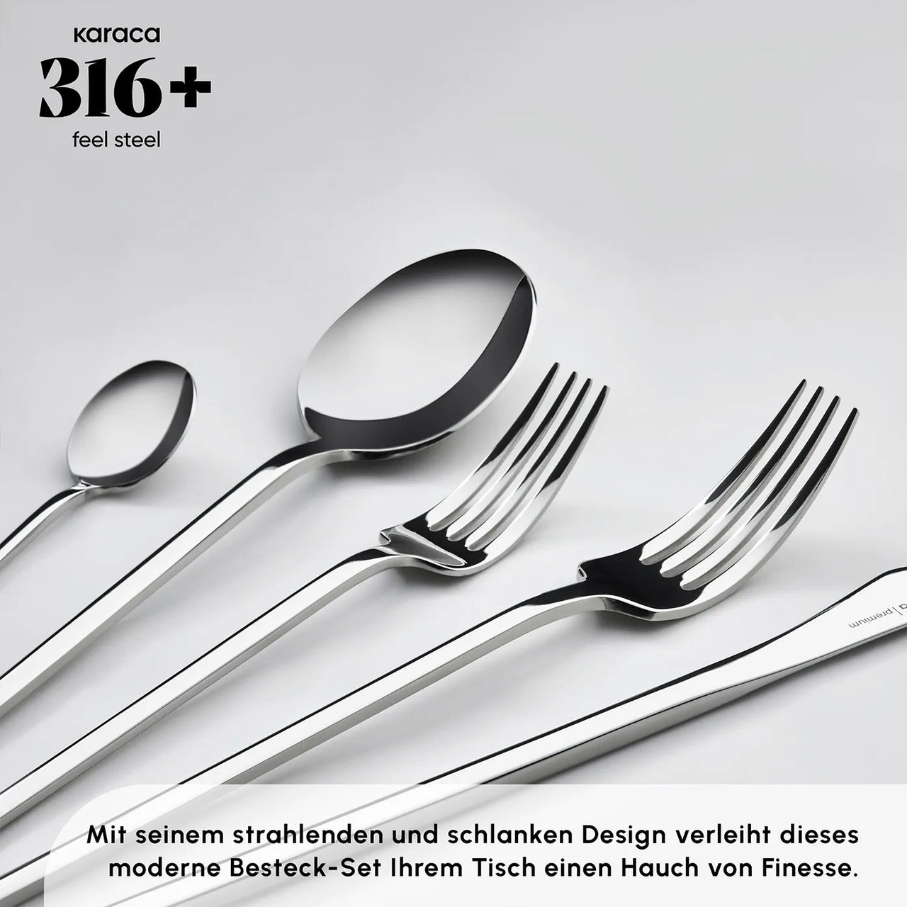 Karaca Look 316+ Stahl 84-teiliges Premium Besteckset für 12 Personen