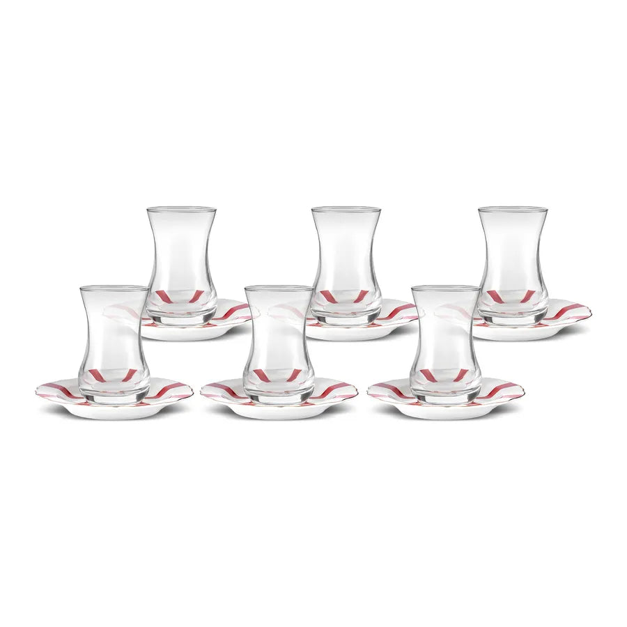 Karaca Astley 6 Person Tea Set, 12 Pieces, Red