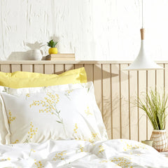 Karaca Home Loretta Bettwäsche-Set für Doppelbett Gelb aus 100 % Baumwolle, 4-teilig