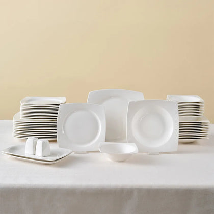 Karaca Square Bone Jamie Vesta White 52-Teiliges 12-Personen Geschirrset